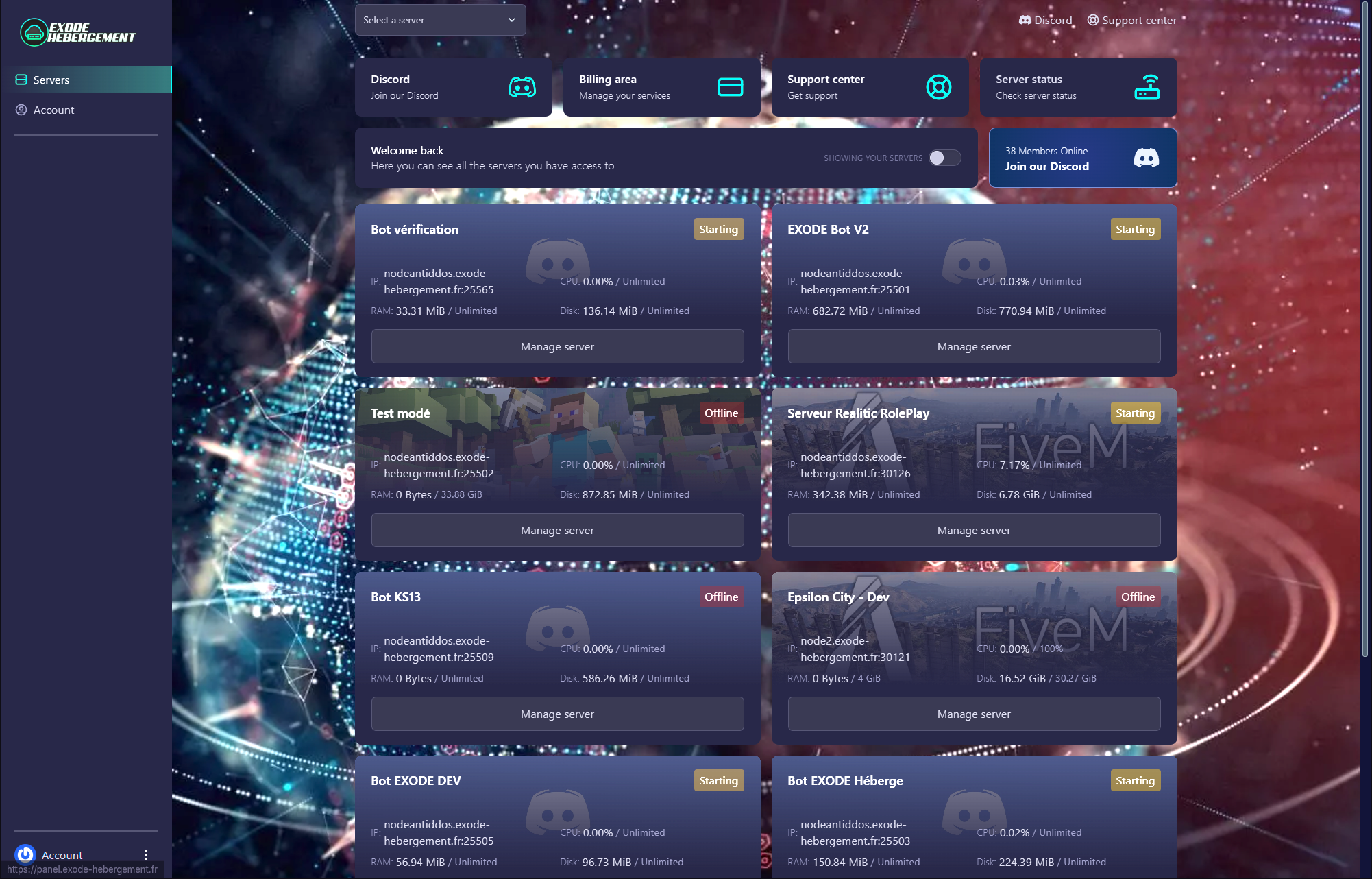 Interface Panel EXODE